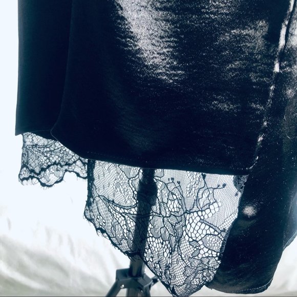 Little Mountain Vancouver Black & Lace Silky Slipdress LBD Size Small - Picture 11 of 13